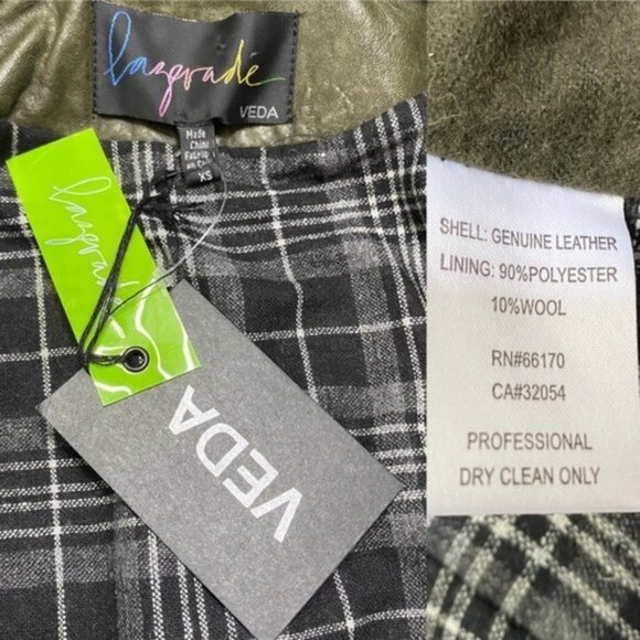 New Veda‎ x Lazerade Domino Moto Jacket Textured Leather Women Size XS NWT - Picture 9 of 9